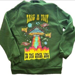 Riot Empire 'Take a Trip' UFO Psychedelic Graphic Hoodie Sweatshirt - Sz Medium